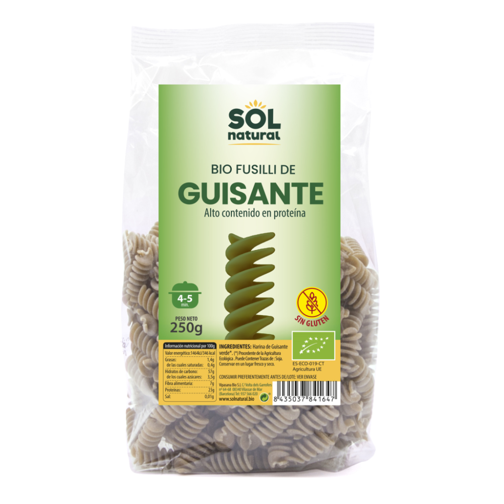 Fusilli Guisante Eco, 250g Sol Natural