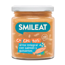 Cachitos de Arroz Integral con Salmon y Guisantes Eco 230gr Smileat