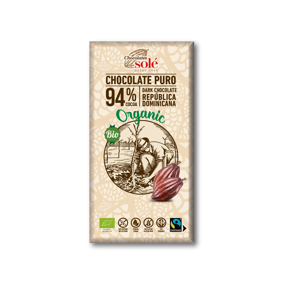 Chocolate Negro 94% Eco, 100gr Chocolates Solé