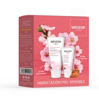 Cofre Hidratación para Piel Sensible de Weleda con leche limpiadora y crema.