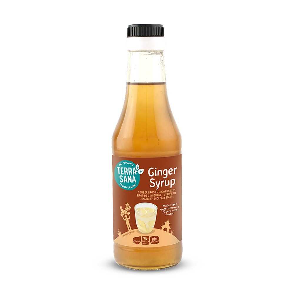 botella de Sirope de jengibre ecológico en envase de 250ml