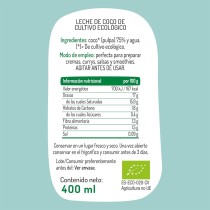 información nutricional Leche De Coco 400ml Eco El Granero
