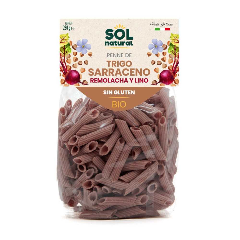 Macarrones con remolacha y lino sin gluten