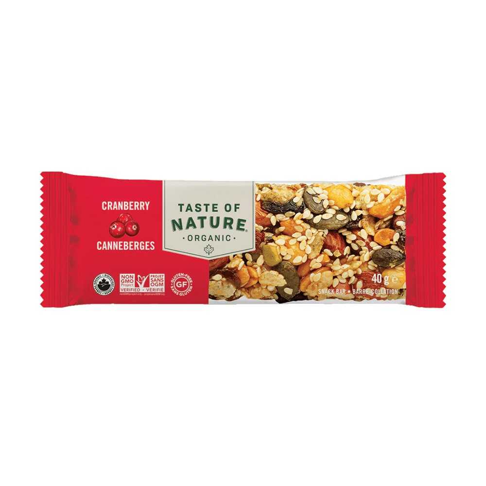 Barrita ecológica con arándanos rojos y frutos secos