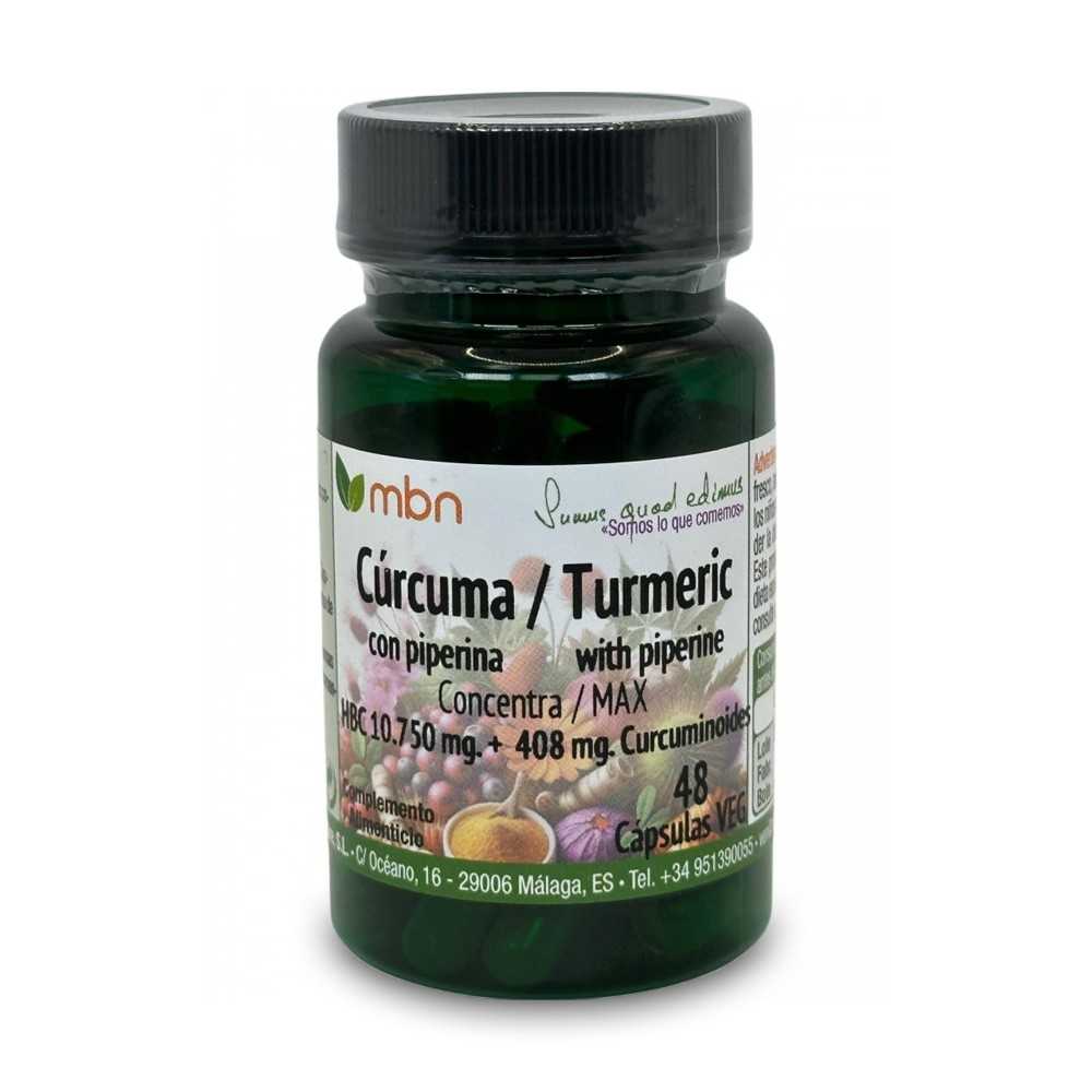 Bote de Cúrcuma + Piperina Max 48 Cápsulas 10750 Mg Veg Manabios