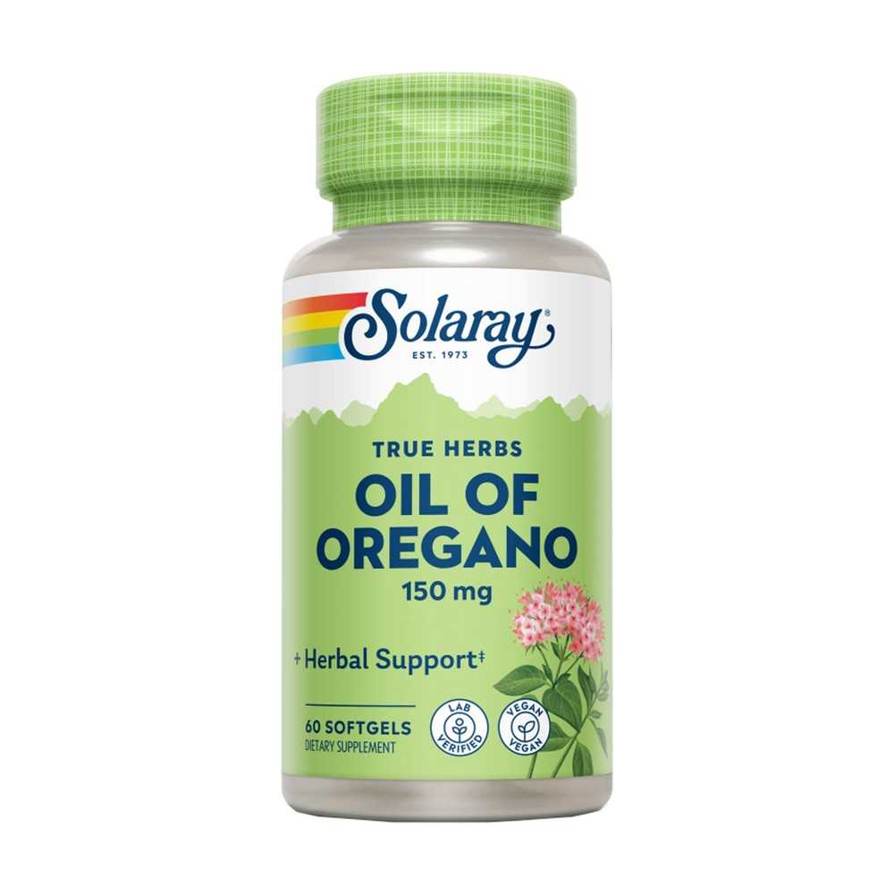Frasco Oil of Oregano Solaray 150 mg 60 perlas