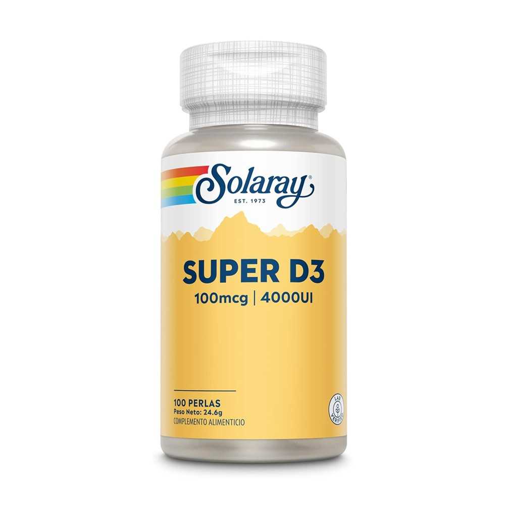 Envase de Super D3 Solaray 100 perlas