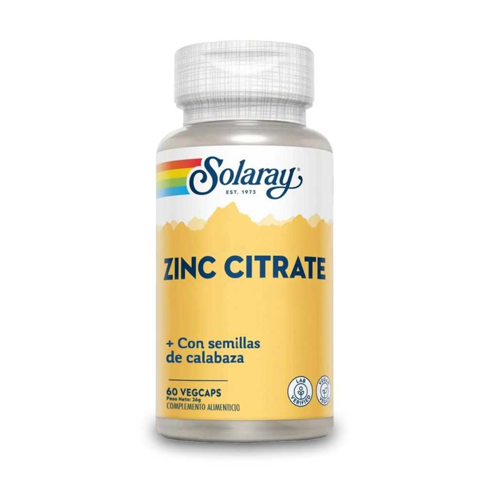 frasco de Zinc + semillas de calabaza Solaray 60 cápsulas