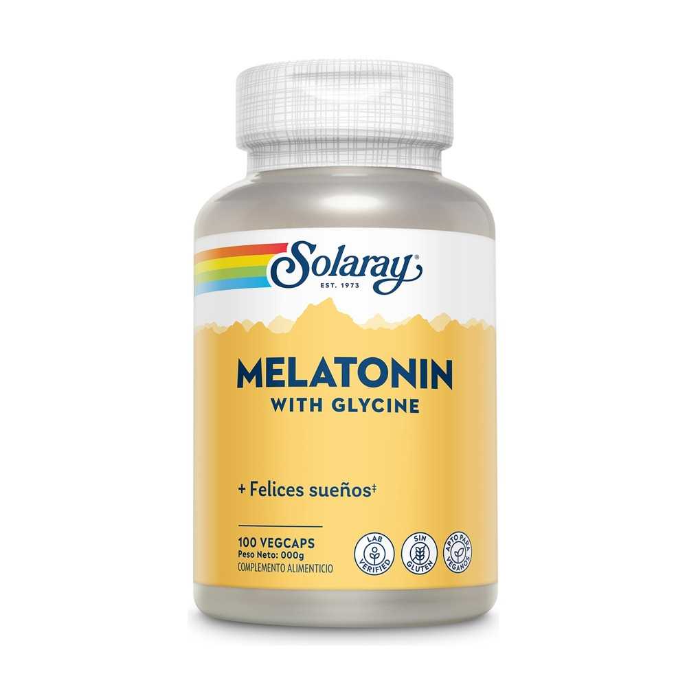 bote Melatonina con glicina Solaray cápsulas veganas