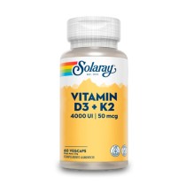 Frasco de Vitamina D3 + K2 Solaray 60 cápsulas