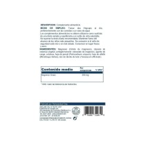 etiqueta con descripción, ingredientes, módo de empleo y contenido medio