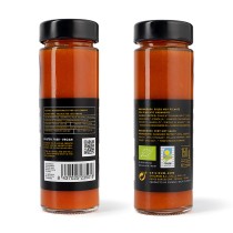 parte trasera con información nutricional y certificado ecológico del bote de salsa Habanero ecológica Chilipum