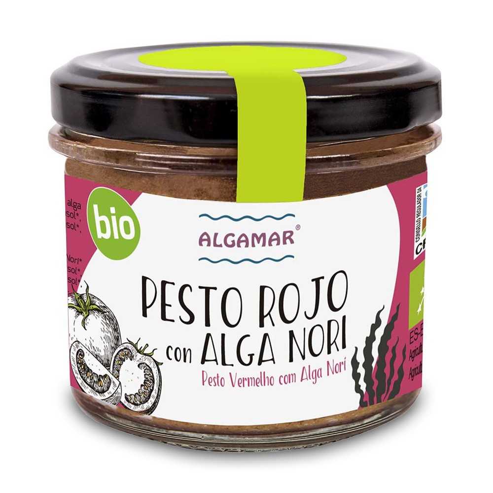 Tarro de pesto rojo con alga nori bio Tarro de pesto rojo con alga nori bio