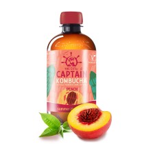 Botella de kombucha ecológica sabor melocotón Captain