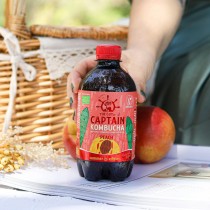 picnic con kombucha de melocotón