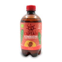 fotografía real de Botella de kombucha ecológica sabor melocotón Captain