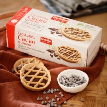 presentación Tartaleta de cacao y quinoa con chispas de chocolate