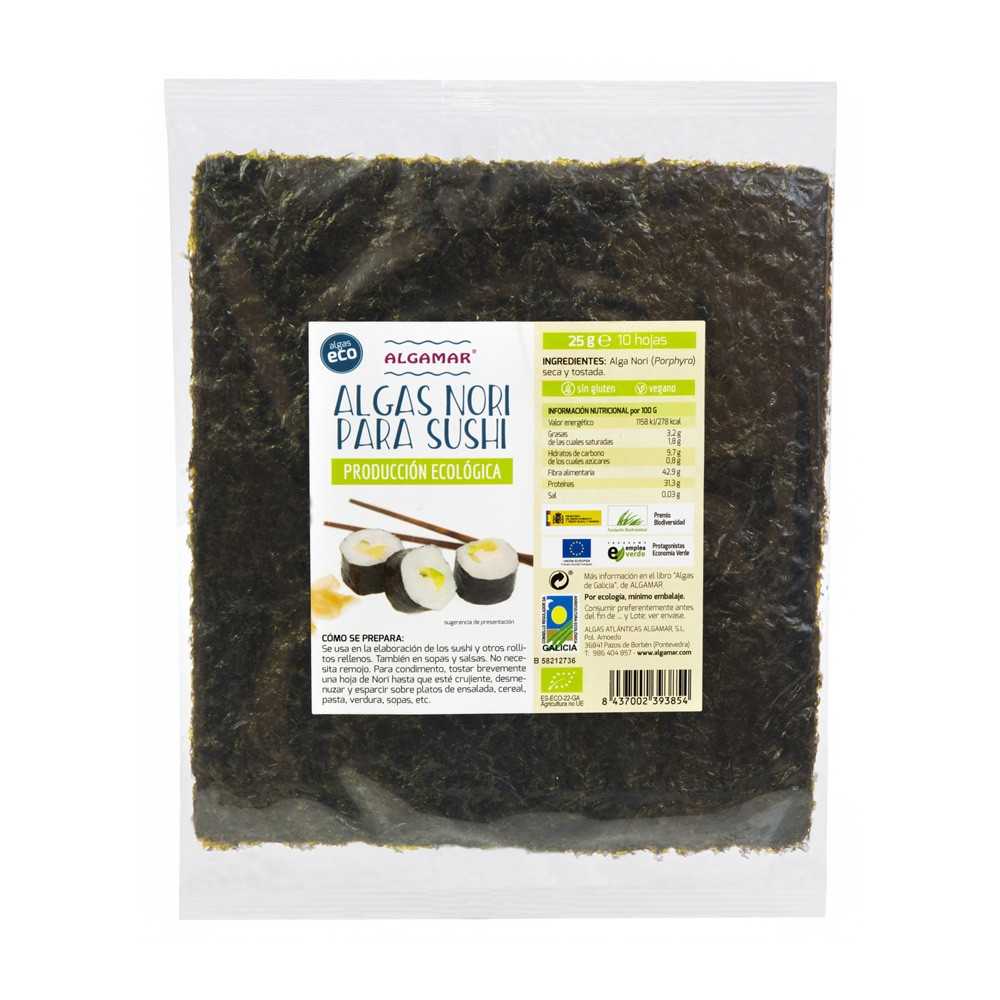 Alga nori ecológica Algamar 25g en hojas para sushi