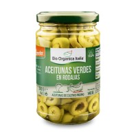 Aceitunas verdes ecológicas en rodajas