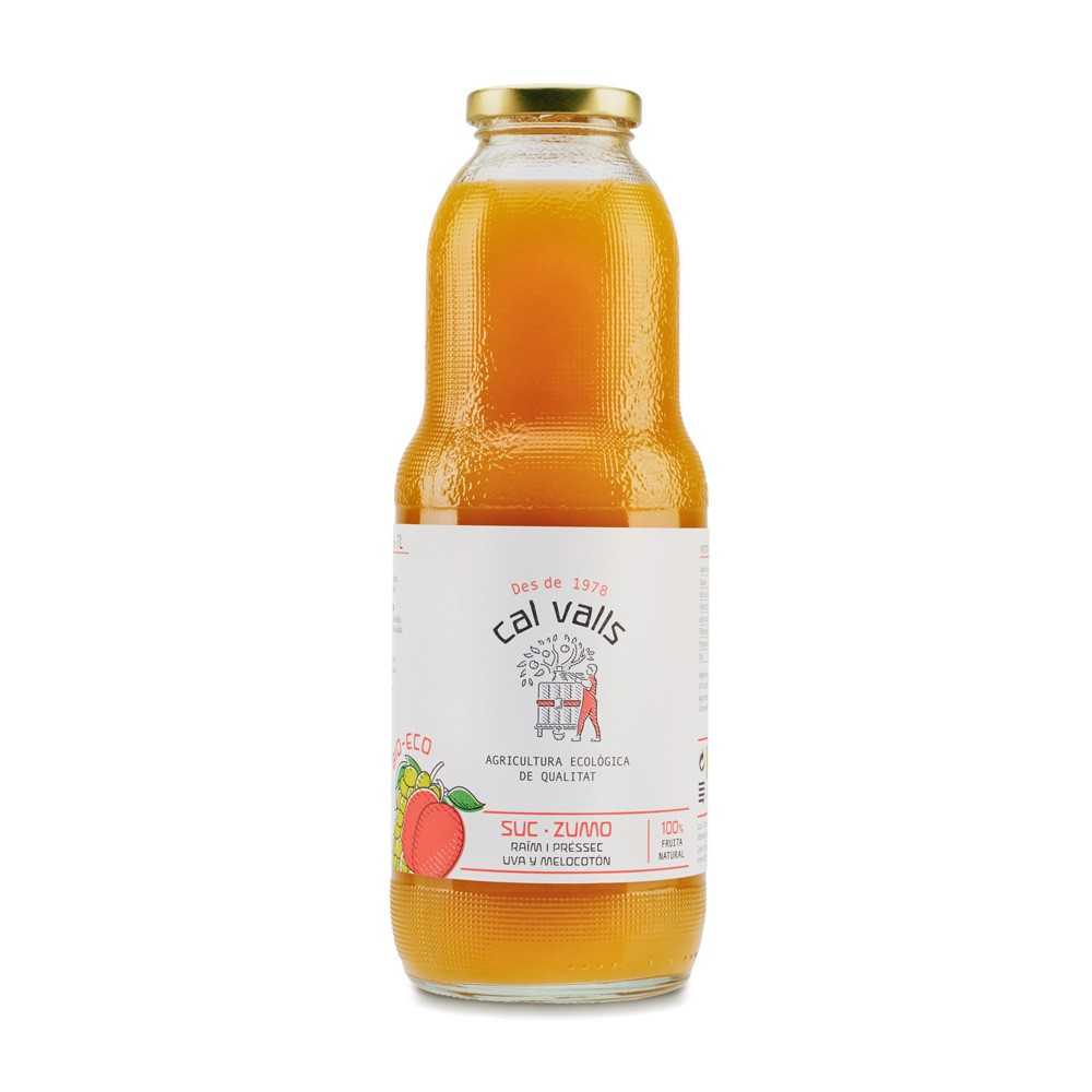 Botella de zumo ecológico uva y melocotón Cal Valls