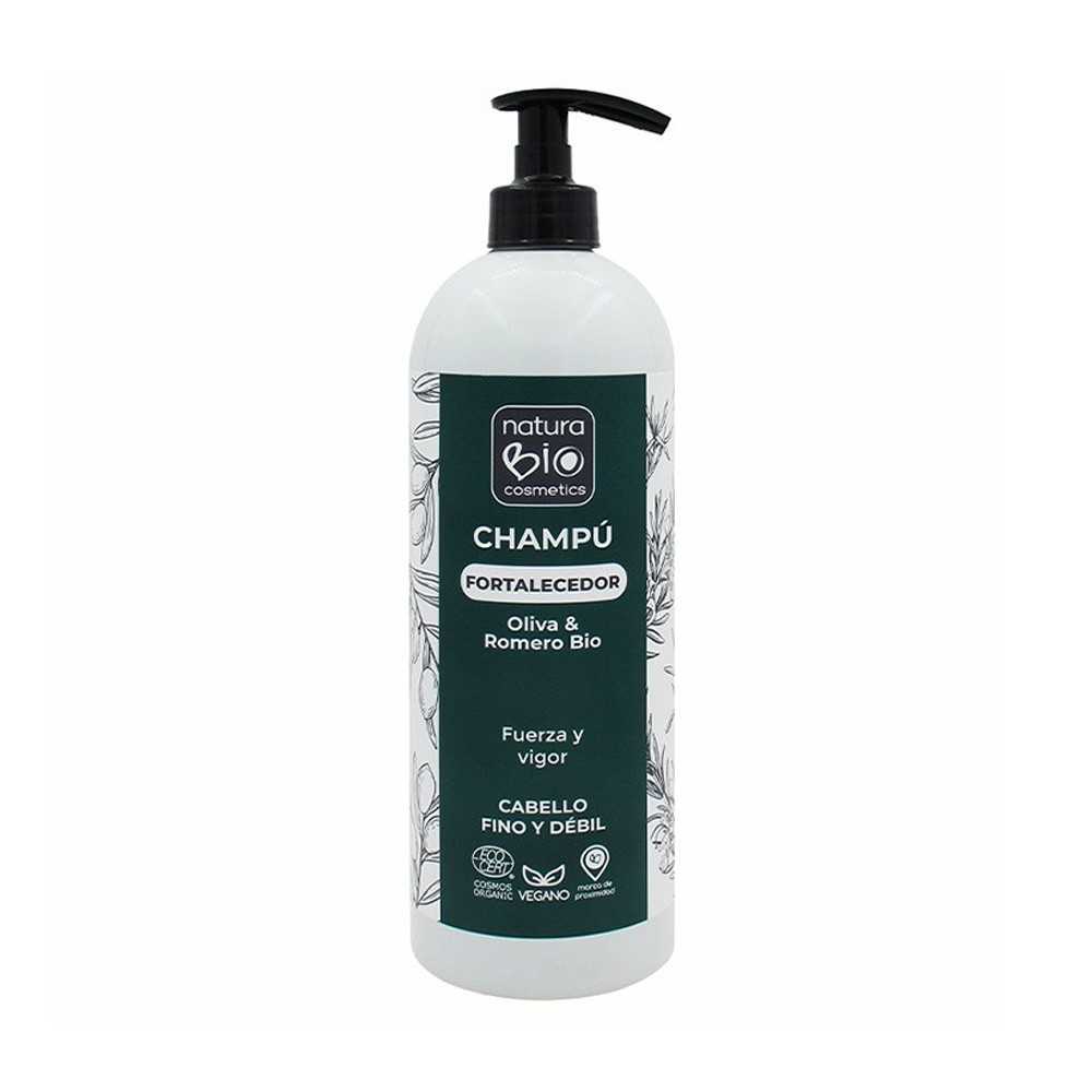Botella de champú ecológico vegano fortalecedor